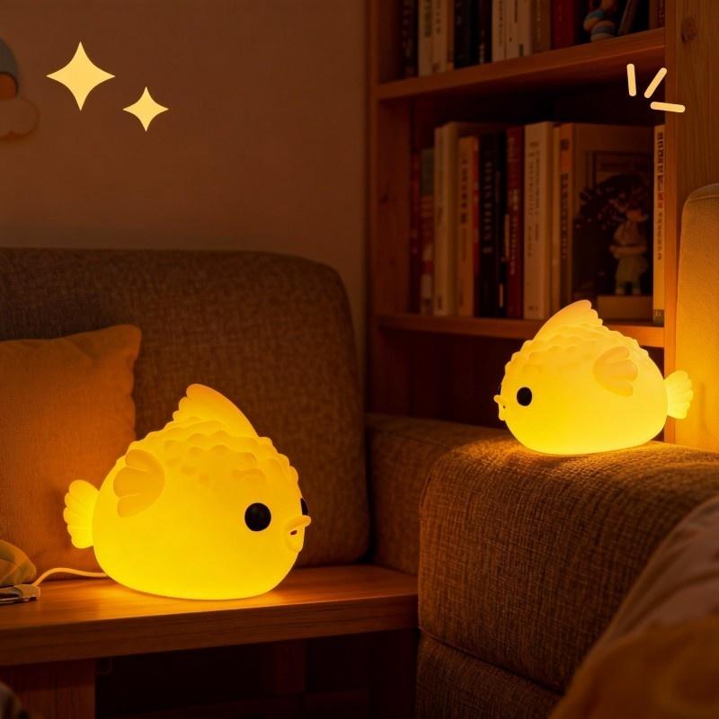 LED puffer fish lamps